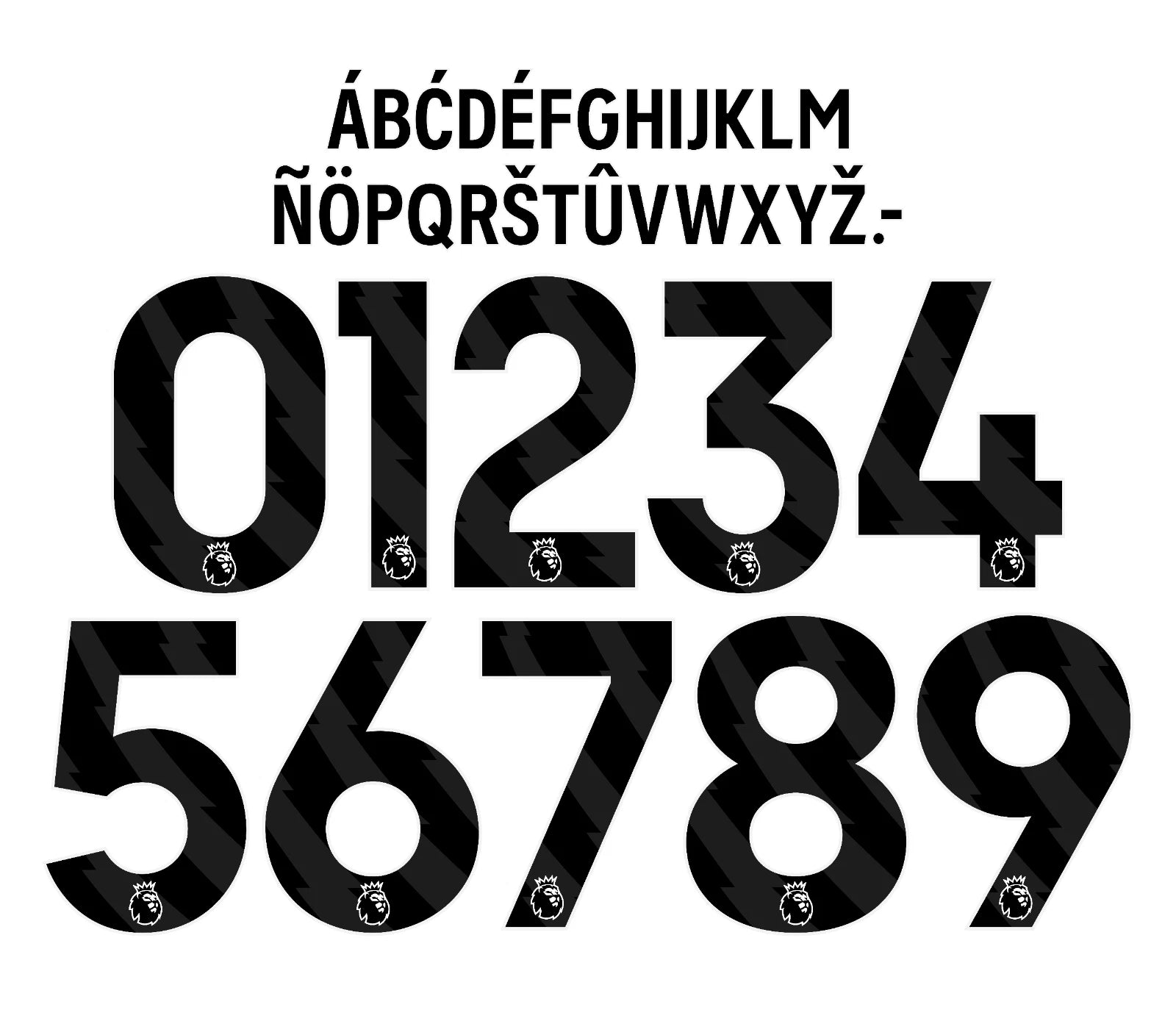 Custom Name And Number Premier League 2023-2026 Name Set Black