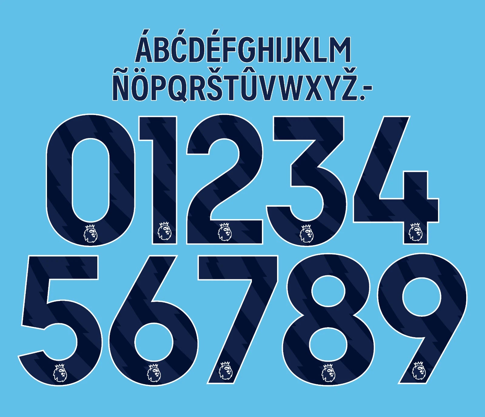 Custom Name And Number Premier League 2023-2026 Name Set Navy