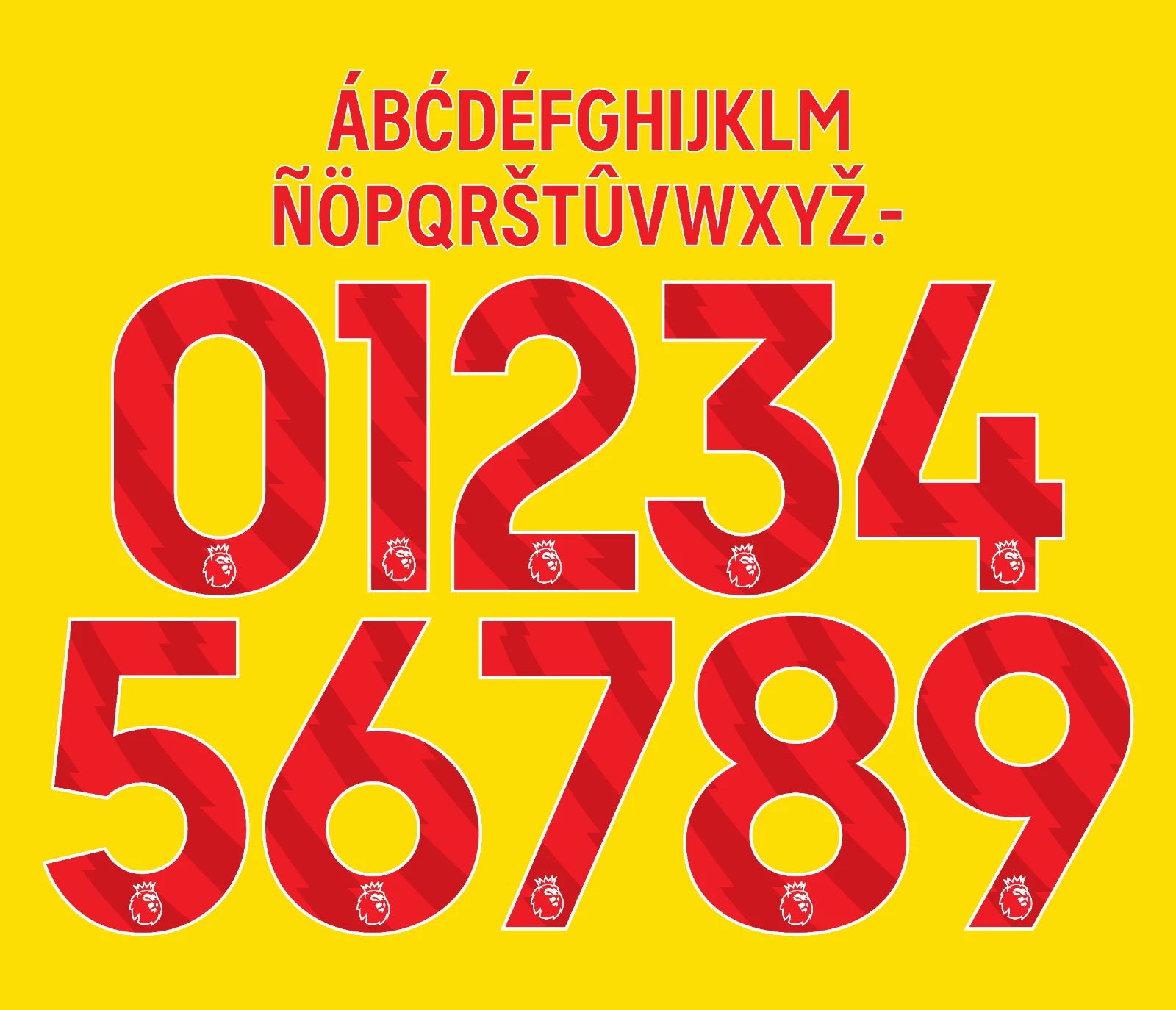 Custom Name And Number Premier League 2023-2026 Name Set Red